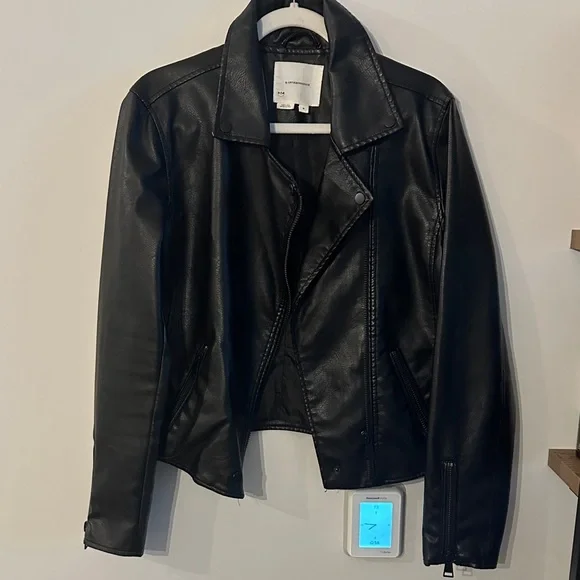 Anthropologie Sleek Black Leather Jacket - Picture 1 of 6